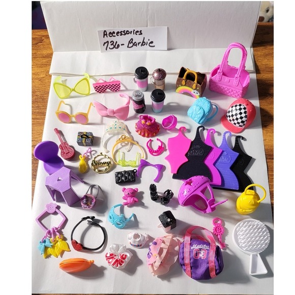 46 Barbie Accessories Lot Shoes Purses Jewelry More Random Assorted - Picture 2 of 4